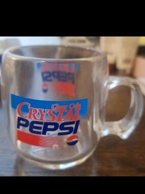 Vintage 1992-1993 Clear Cola Crystal Pepsi Clear Plastic Handled Mug